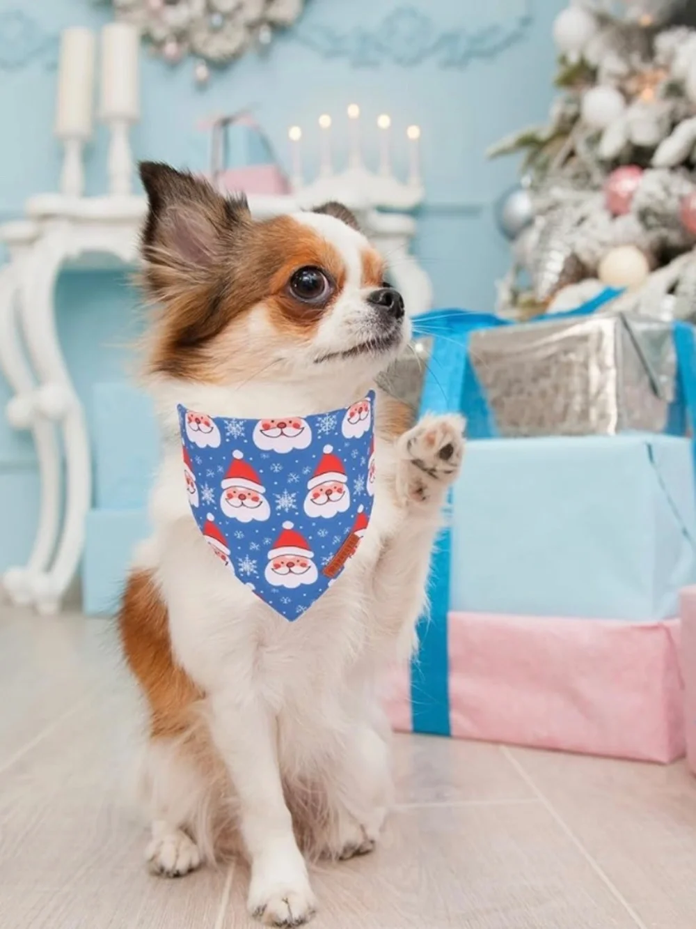 ADOGGYGO Christmas Dog Bandanas 2 Pack Large NWOT Santa Snowman